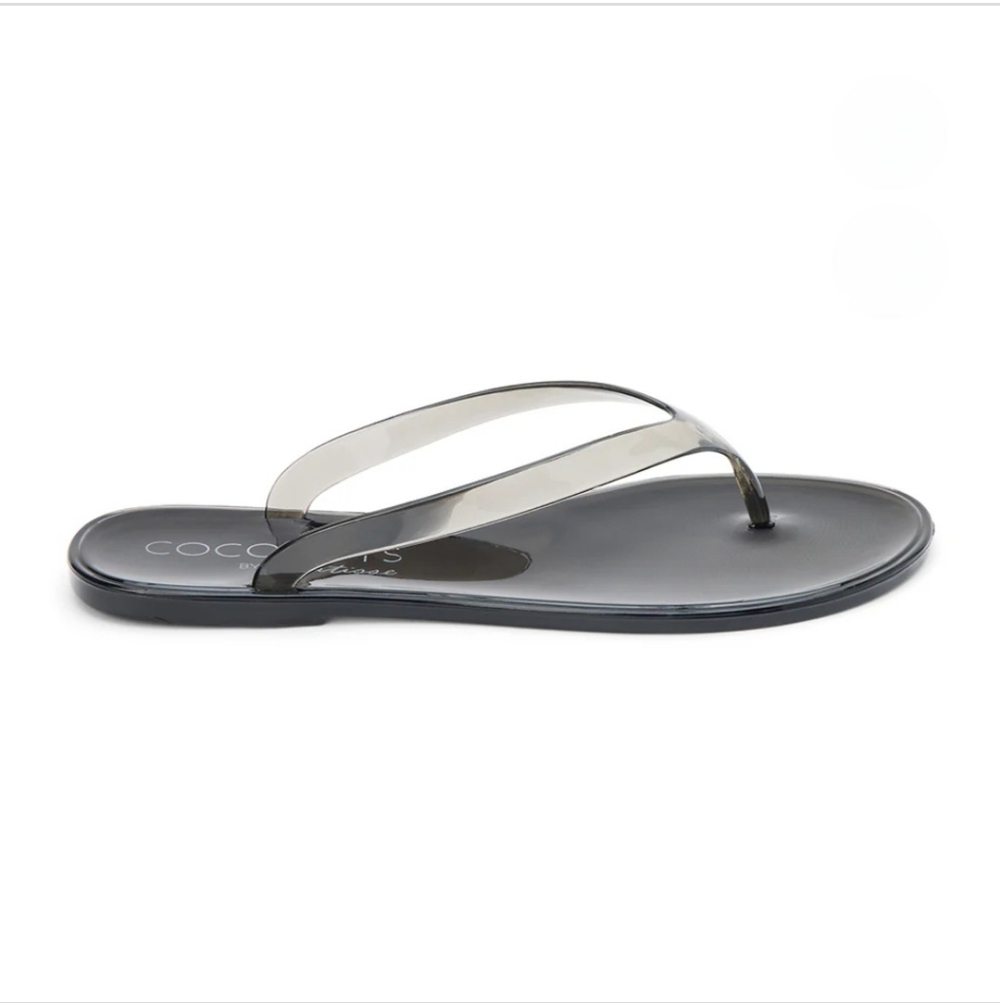 NEW Coconuts by Matisse Black and Clear Olsen Jelly Sandals Flip Flops 7 thong